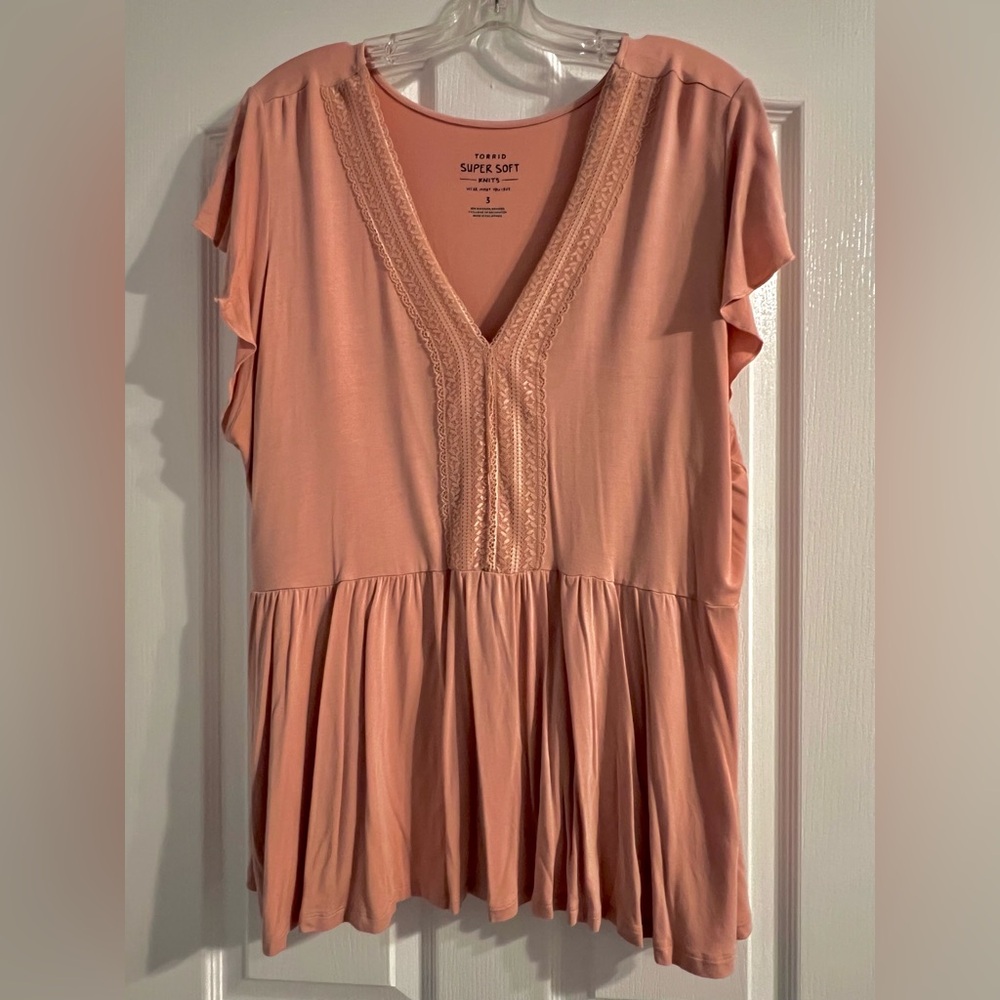 Torrid Super Soft Pink Flutter Sleeve Top - 3